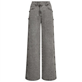 Haute L'Amitié Side Panel Button Jeans, Light grey